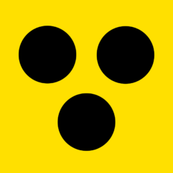 Piktogramm Blind (3 schwarze Punkte auf gelben Grund)