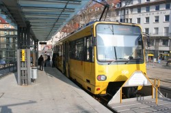 Zahnradbahn in Stuttgart am Marienplatz
